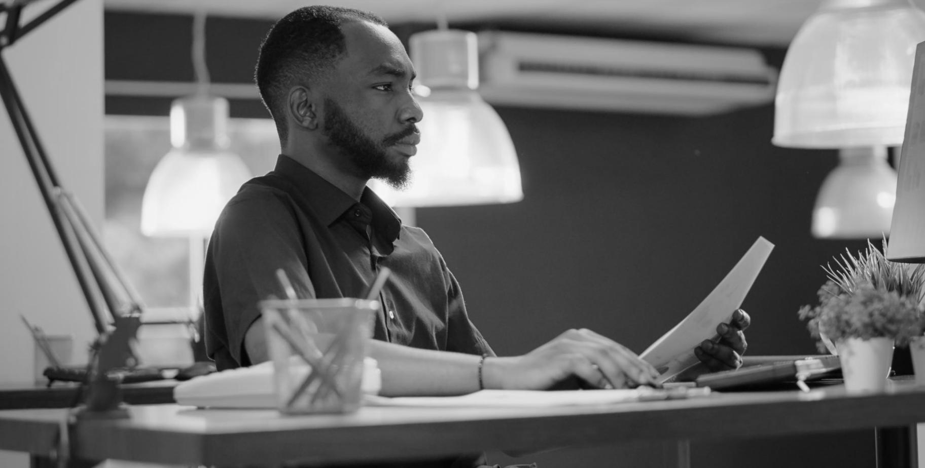 Financial analysis workspace with spreadsheets and documents